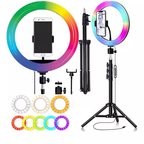 Aro RGB y Blanco cc Grande 30 cm 3 ton. trÃ­pode 2,10m